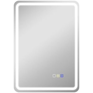 HOMCOM Oglindă de Baie Bluetooth LED 50 x 70 cm cu Anticeață - Argintiu | Aosom Romania imagine