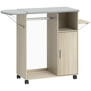 HOMCOM Dulap Masa Calcat – 3 Rafturi, Blat Burete & Ghidaj Rufe | Aosom Romania imagine