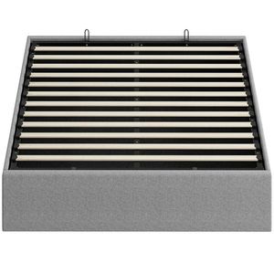 HOMCOM Cadru Pat Matrimonial 140x190 cm, Pat cu Spațiu de Depozitare, Pistoane cu Gaz, Lamele din Lemn, Fără Saltea, Silențios, Ușor de Montat, Înălțime 28 cm, Gri | Aosom Romania imagine