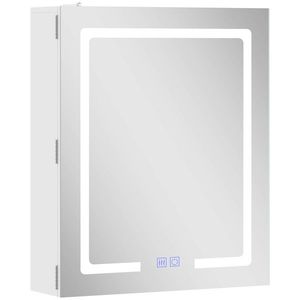 HOMCOM Dulap Baie cu Oglindă și LED, 50x15x60 cm, Anti-Aburire, Rafturi Reglabile, 3 Temperatură de Lumină, Dulap Suspendat din MDF, Alb | Aosom Romania imagine