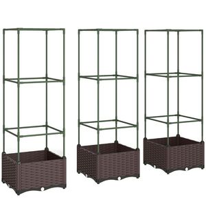 Outsunny Jardinieră înălțată cu spalier set de 3 jardiniere cu orificii de scurgere | Aosom Romania imagine