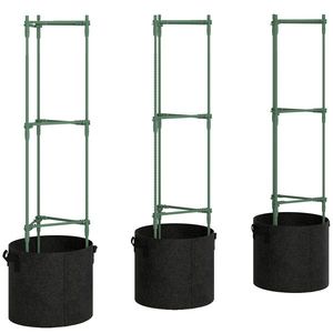Outsunny Patură înălțată cu suport pentru cățărători saci 83, 7 litri set de 3 jardiniere triunghiulare suport roșii 35 x 35 x 120 cm | Aosom Romania imagine