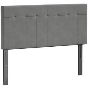 HOMCOM Tăblie reglabilă în 3 trepte tăblie de pat cu picioare din metal aspect catifelat pentru dormitor 140x10x106/116/126 cm Gri | Aosom Romania imagine
