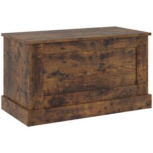 HOMCOM Cufăr de depozitare, cutie pentru jucării, cu balama de siguranță, pentru living, din lemn, 80 x 40 x 45 cm, maro rustic | Aosom Romania imagine