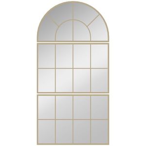 HOMCOM Oglindă de perete arcuită oglindă de perete în formă de fereastră set de 3 piese cadru din metal 76 x 150 cm auriu | Aosom Romania imagine