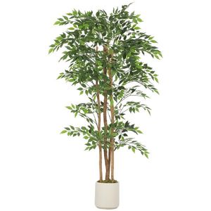 HOMCOM Banian artificial, plantă artificială cu trunchi masiv din lemn, ghiveci, pentru living, dormitor, birou 75 x 75 x 180 cm Verde | Aosom Romania imagine