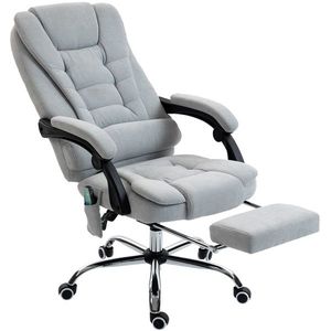 Vinsetto Fotoliu de birou cu masaj și încălzire, scaun de birou, înălțime reglabilă, spătar înclinabil, 65x70x111-119cm, gri | Aosom Romania imagine