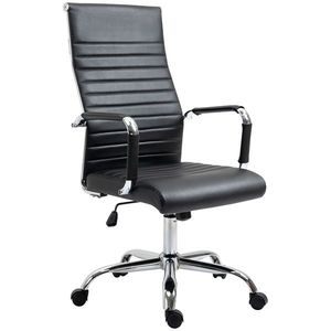 Vinsetto Scaun de birou ergonomic cu funcție balans scaun managerial reglabil înălțime scaun de birou căptușit piele ecologică spumă negru 54 x 62 x 104-114 cm | Aosom Romania imagine