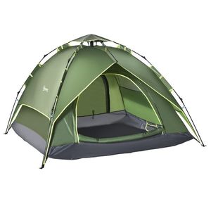 Outsunny Tentă de camping tentă pop-up ușoară pentru 2-3 pers. - 2 uși mari - 210 x 210 x 140 cm fibră de sticlă poliester | Aosom Romania imagine