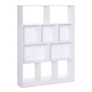 HOMCOM Bibliotecă raft Mobilier de Depozitare 5 nișe + 5 rafturi Panouri Particule Alb | Aosom Romania imagine