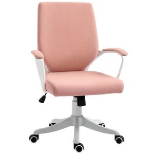 Vinsetto Scaun de birou Scaun de birou Home-Office Scaun cu funcție de balans Spătar reglabil înălțime gros și confortabil ergonomic Roți pivotante 360° din poliester nailon plastic PP Roz+alb 62x69x92-100 cm | Aosom Romania imagine
