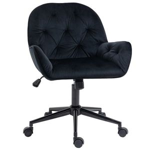 Vinsetto Fotoliu de birou, fauteuil de birou în catifea, scaun pivotant la 360°, reglabil în înălțime, 60 x 61 x 81-91 cm, negru | Aosom Romania imagine