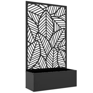 Outsunny Jardinieră Ridicată din Metal pentru Exterior cu Panou pentru Intimitate și Ghiveci, Montare pe Perete sau Independentă, Negru | Aosom Romania imagine