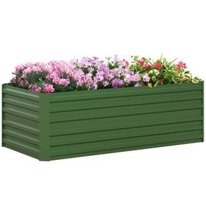 Outsunny Grădină elevate patrulater legume pat jardiniere cu tuburi de armare din oțel galvanizat 180 x 90 x 59 cm | Aosom Romania imagine