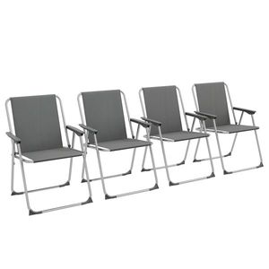 Outsunny Lot de 4 scaune pliante de gradina camping plaja cu suporturi pentru brate, tesatura Oxford, gri | Aosom Romania imagine