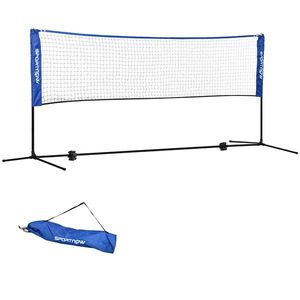 SPORTNOW Fileu de badminton, fileu portabil, înălțime reglabilă 107-155 cm, cu geantă de transport, cadru metalic, negru, albastru | Aosom Romania imagine
