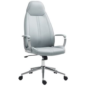 HOMCOM Fotoliu birou fauteuil de birou înălțime reglabilă funcție de balans cu rotile pivotante 68 x 65 x 119-128, 5 cm gri | Aosom Romania imagine