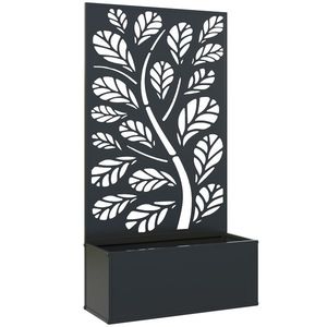 Outsunny Jardinieră cu spalier cu model crenguțe și frunze, cuvă pentru flori, pentru plante cățărătoare, metal 61 x 23 x 113 cm negru | Aosom Romania imagine