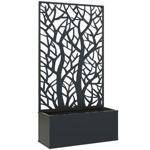 Outsunny Jardinieră cu spalier, ghiveci pentru plante cățărătoare, legume, flori din metal 61 x 23 x 113 cm negru | Aosom Romania imagine