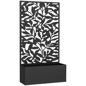 Outsunny Jardinieră cu spalier ghiveci dreptunghiular mărime mare panou de intimitate metal 61 x 23 x 113 cm negru | Aosom Romania imagine