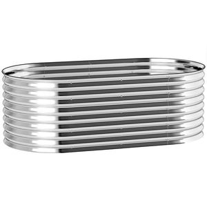 Outsunny Pat de grădină ridicat, rezistent la rugină din oțel galvanizat 160 x 80 x 56 cm argintiu | Aosom Romania imagine