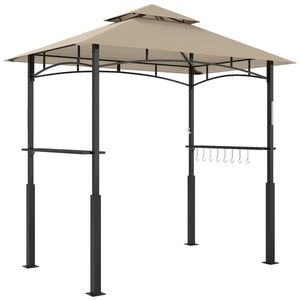 Outsunny Adăpost pentru grătar cu acoperiș dublu adăpost de grădină cu lumină LED 240 x 150 x 250 cm kaki | Aosom Romania imagine