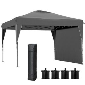 Outsunny Tonnelă/cort barnum de grădină pliant cu panou lateral detașabil + sac de transport, cadru oțel, țesătură Oxford | Aosom Romania imagine