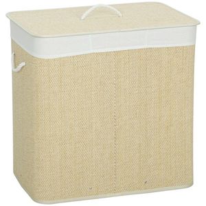 HOMCOM Coș pentru rufe murdare 144 L din bambus cu 3 compartimente mânere sac interior detașabil 60x40x60 cm crem | Aosom Romania imagine