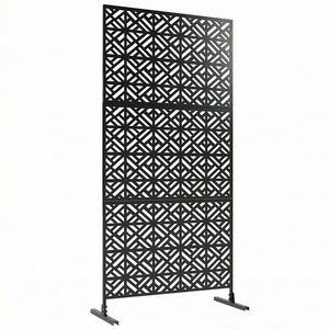 Outsunny Panou despărțitor decorativ pentru intimitate exterior Claustra decorativă pentru grădină 3 panouri cu model geometric Oțel 92x40x192cm Negru | Aosom Romania imagine
