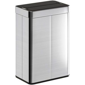 HOMCOM Coș de gunoi cu senzor, capacitate 55 L, capac tip fluture, se deschide automat, oțel inoxidabil, argintiu | Aosom Romania imagine