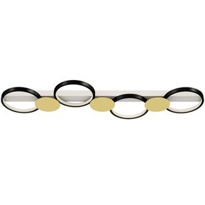 HOMCOM Lampă de tavan LED 38W 1500LM 3000K-6500K Lampă pentru living cu 4 becuri Telecomandă Schwarz+Gold | Aosom Romania imagine