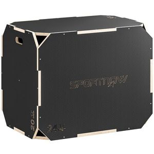 SPORTNOW Cutie Plyo 3-în-1, cutie pentru sărituri cu deschideri pentru mânere, pentru fitness acasă și antrenamente în aer liber, 3 înălțimi de săritură, lemn, negru | Aosom Romania imagine