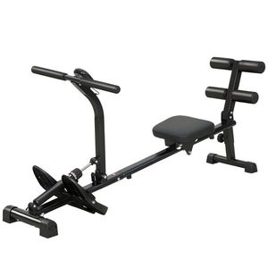 SPORTNOW Aparat de vâslit, aparat pentru sit-up, reglabil în 12 trepte, aparat cardio 2-în-1, afișaj LCD, oțel, plastic, negru | Aosom Romania imagine