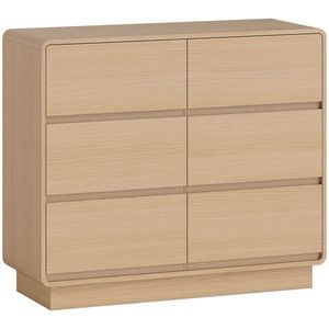 HOMCOM Sideboard 100 cm, bufet cu 6 sertare, comodă pentru bucătărie, living, dining, lemn natural | Aosom Romania imagine