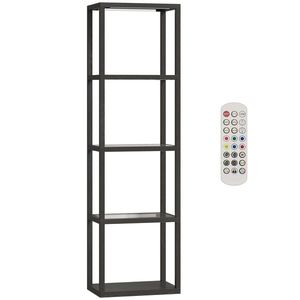 HOMCOM Lampă de podea RGB cu rafturi din sticlă, lampă LED cu 4 niveluri cu telecomandă, sincronizare muzicală, negru | Aosom Romania imagine