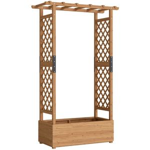 Outsunny Jardinieră înaltă cu spalier și acoperiș, pentru flori, fructe, legume, ierburi, 110 x 44 x 181 cm, lemn, Portocaliu | Aosom Romania imagine