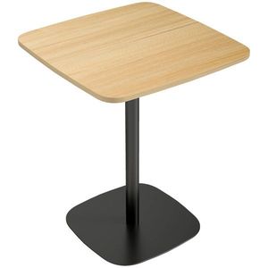 HOMCOM Masă mică, 60 cm, pătrată, blat MDF, bază din oțel, pentru living, sufragerie, bucătărie, lemn natural+negru | Aosom Romania imagine