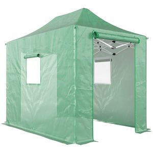 Outsunny Pop Up Seră aprox. 200x300x270 cm pliabilă din folie cu acoperiș în șarpantă, uși și ferestre cu fermoar | Aosom Romania imagine