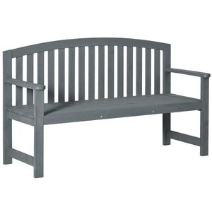Outsunny Bancă de grădină 2 locuri din lemn, bancă rezistentă la intemperii, mobilier de grădină cu spătar, capacitate 240 kg 143 x 51 x 85 cm, Gri | Aosom Romania imagine