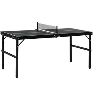 SPORTNOW Set de tenis de masă, pliabil, încuietoare și mâner, cadru din aluminiu, 152x76x72 cm, Negru | Aosom Romania imagine
