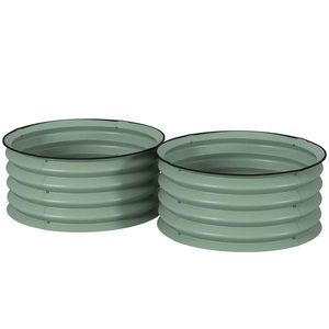 Outsunny Set de 2 ghivece verzinkte, Ø60 x 30H cm ghivece pentru flori cu bază deschisă pentru diverse plante, Grün | Aosom Romania imagine