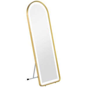 HOMCOM Oglindă în picioare oglindă de perete oglindă pentru întregul corp inclusiv accesorii de fixare pe perete, 151, 5 x 50 x 4 cm, Auriu | Aosom Romania imagine