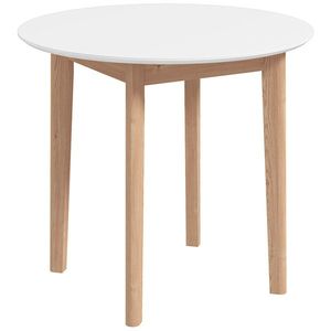 HOMCOM Masă de dining Masă de bucătărie Masă rotundă, design scandinav, 75 cm x 75 cm x 76 cm, Alb + natural | Aosom Romania imagine