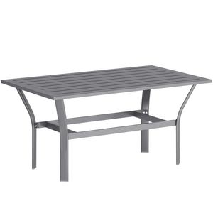 Outsunny Măsuță laterală din metal masă de balcon cu design cu lamele rezistentă la intemperii masă de cafea pentru grădină 91, 5 x 55 x 45 cm Gri închis | Aosom Romania imagine