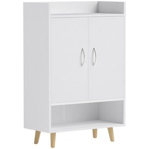 HOMCOM Dulap pentru încălțăminte, raft cu uși și polițe, pentru hol, comodă modernă pentru pantofi, suporturi pentru pantofi, 60 x 30 x 92 cm, Alb | Aosom Romania imagine