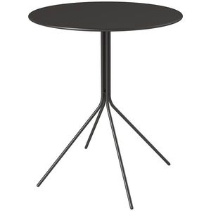 Outsunny Masă de grădină Ø60 x 71 cm, Masă pentru balcon din oțel rezistentă la intemperii, Masă auxiliară rotundă cu tampoane pentru picioare Negru | Aosom Romania imagine