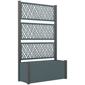 Outsunny Jardinieră înaltă cu spalier în aspect rattan, ghiveci cu suport pentru cățărătoare 90 x 35 x 148 cm Gri închis | Aosom Romania imagine