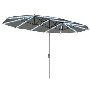 Outsunny Umbrelă dublă cu lumină solară, Aluminiu, Poliester, Protecție UPF50+, rezistent la UV, Umbrelă pentru terasă, Gri închis | Aosom Romania imagine