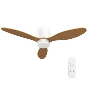 HOMCOM Ventilator de tavan cu lumină reglabilă și telecomandă 115 cm, 3 culori, 3 pale, 6 viteze, timer, natural | Aosom Romania imagine