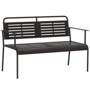 Outsunny -locuri bancă de grădină, rezistentă la intemperii bancă, rezistentă la apă mobilier de grădină cu spătar & Armlehnen 121 x 64 x 84cm, Negru | Aosom Romania imagine